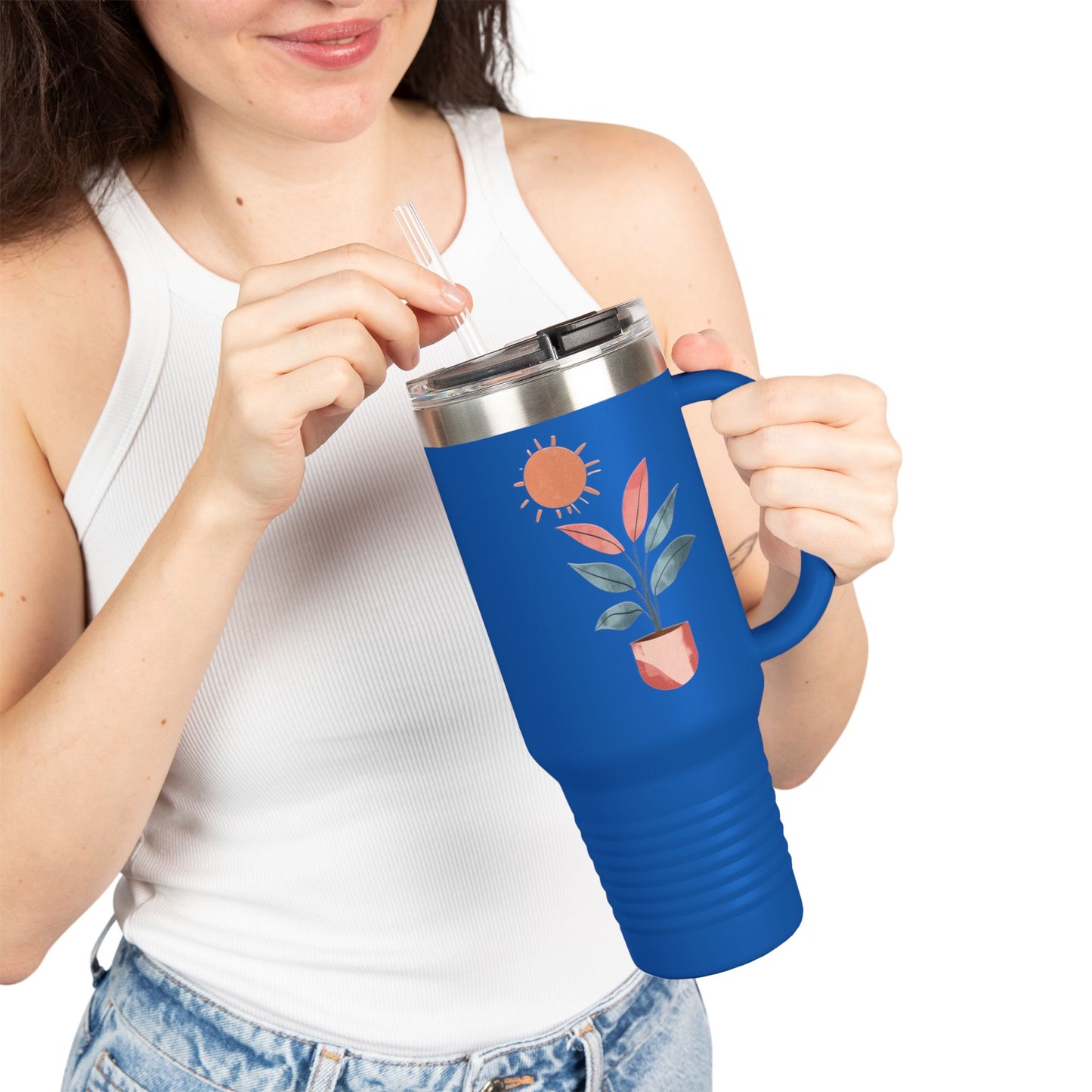 Insulated Travel Mug, 40oz - Peaceful Bloom Insulated Mug