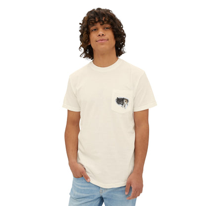 Cute 3D Cats in Pocket T-Shirt - Unisex Garment-Dyed Pocket Tee