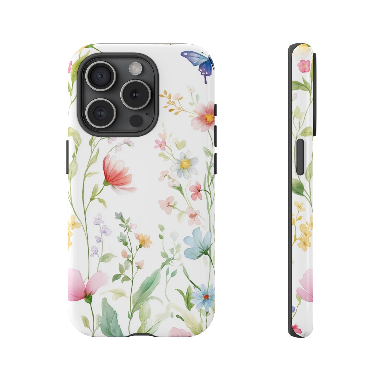 Watercolor Wildflower & Butterfly Phone Case - iPhone, Samsung, and Google case