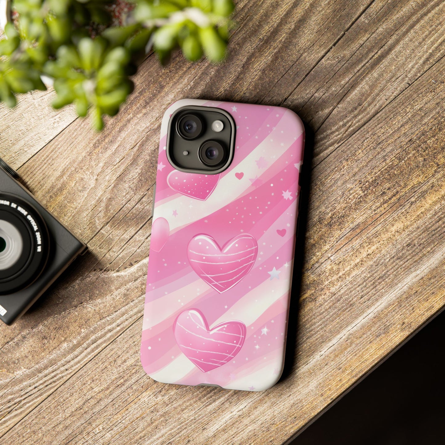 Pink Hearts Phone Case - iPhone, Samsung, and Google case