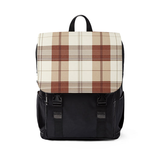 Unisex Casual Shoulder Backpack - Front Flap design Backpack - Plaid Backpack