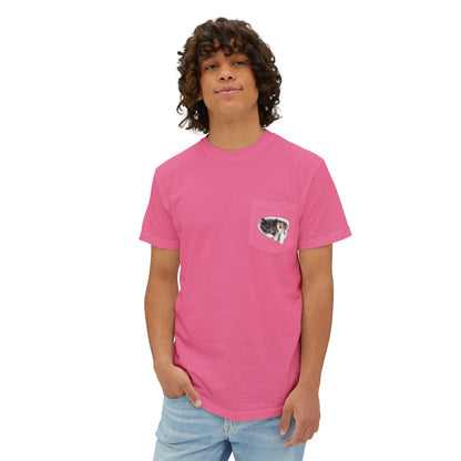 Cute 3D Cats in Pocket T-Shirt - Unisex Garment-Dyed Pocket Tee