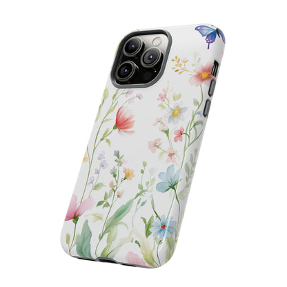 Watercolor Wildflower & Butterfly Phone Case - iPhone, Samsung, and Google case