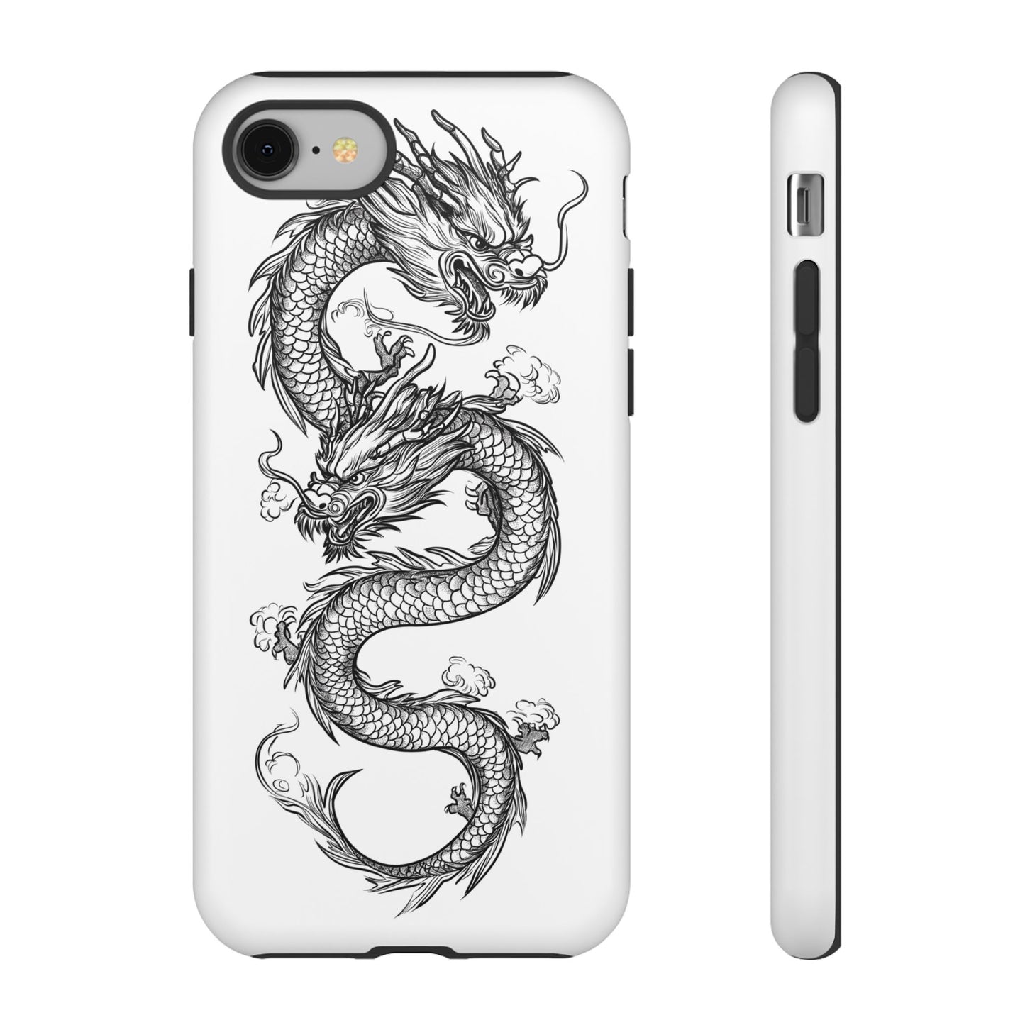 Dragons Phone Cases - Black Ink Tattoo Design of Dragons Tough Cases