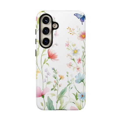 Watercolor Wildflower & Butterfly Phone Case - iPhone, Samsung, and Google case