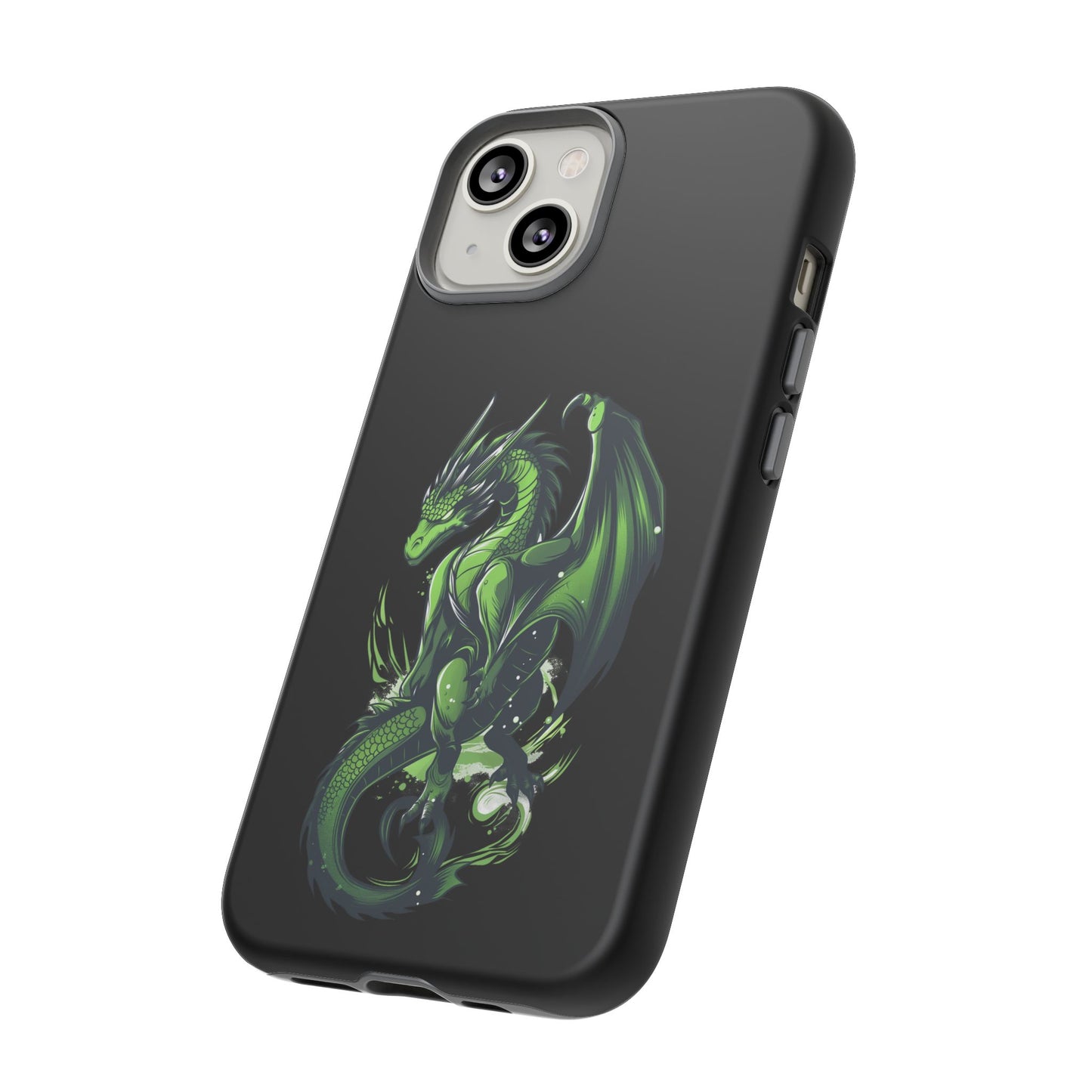 Tough Cases with Green Glowing Dragon design for iPhone, Samsung, and Google