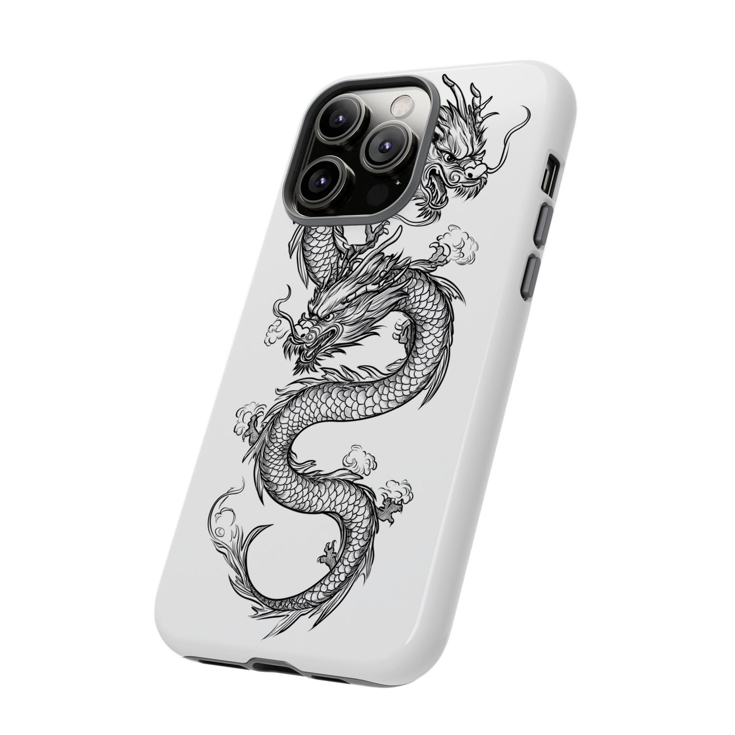 Dragons Phone Cases - Black Ink Tattoo Design of Dragons Tough Cases