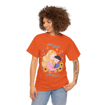 Mother & Child Love Heavy Cotton Tee - Floral Design T-Shirt - Mother's day Gift - Birthday Gift for Mom