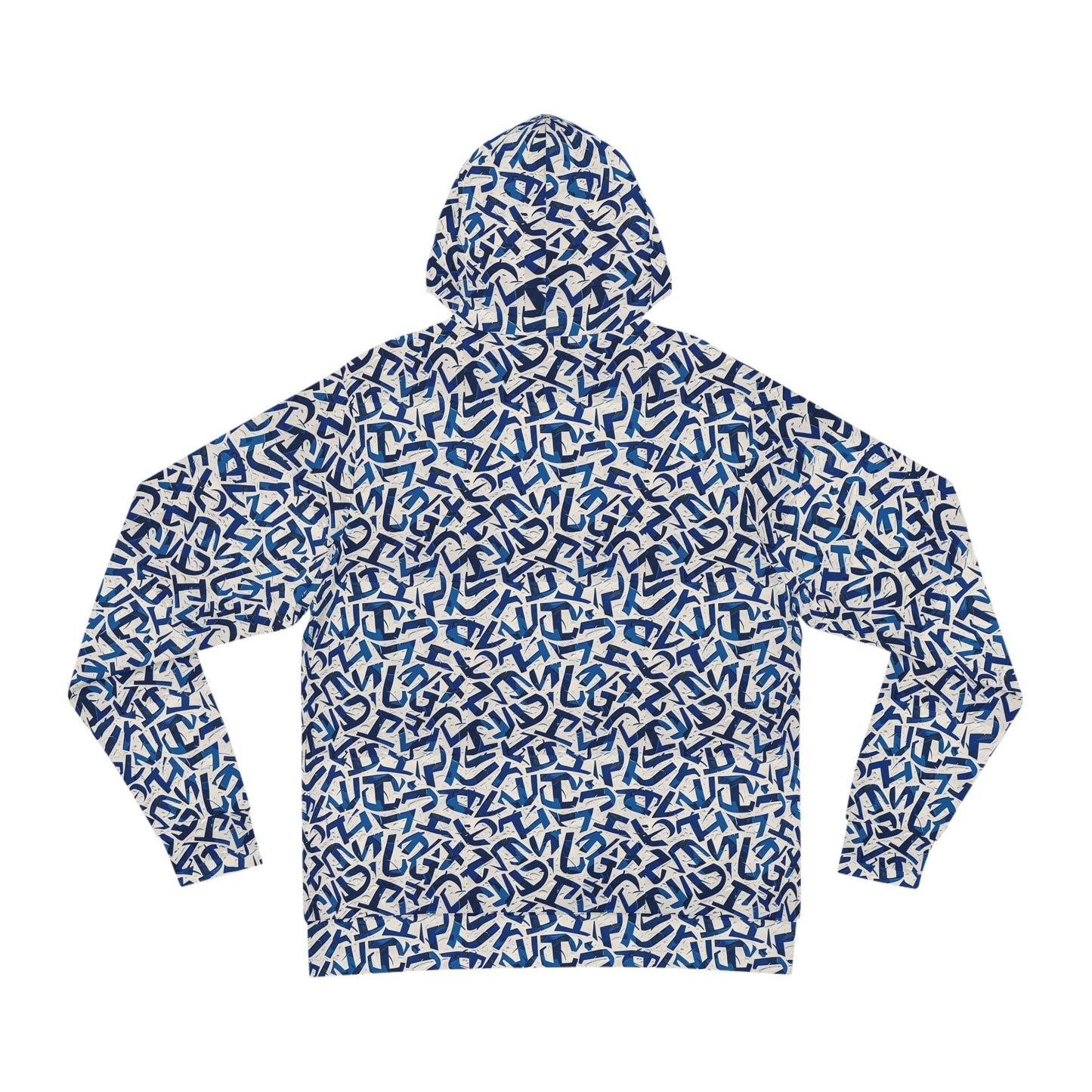 Fashion Hoodie - Blue Iconography-Style Lettering Design Hoodie