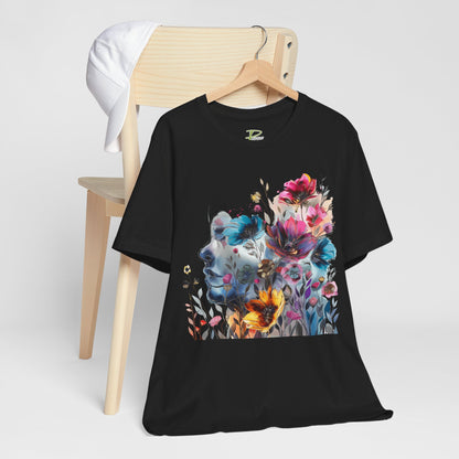 Floral Watercolor T-shirt for Women - Vibrant Artistic Tee - Lightweight Fabric Tee