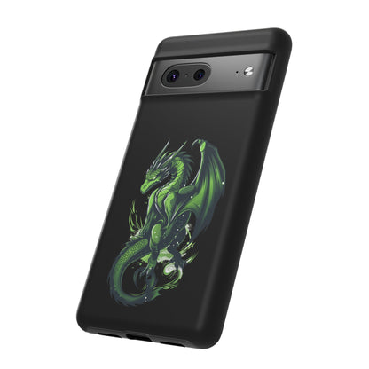 Tough Cases with Green Glowing Dragon design for iPhone, Samsung, and Google