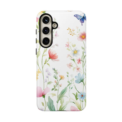 Watercolor Wildflower & Butterfly Phone Case - iPhone, Samsung, and Google case