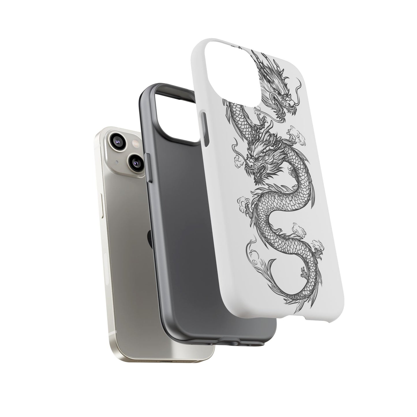 Dragons Phone Cases - Black Ink Tattoo Design of Dragons Tough Cases