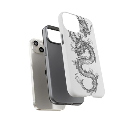 Dragons Phone Cases - Black Ink Tattoo Design of Dragons Tough Cases