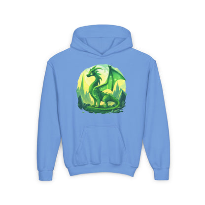 Youth Heavy Blend Hooded Sweatshirt - Green Dragon Design Hoodies