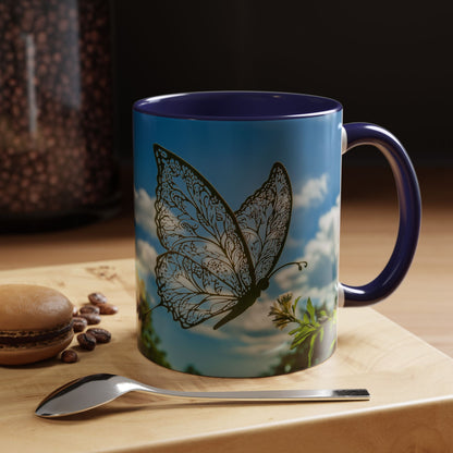 Accent Butterfly Coffee Mug, (11oz, 15oz) - Ceramic Mug