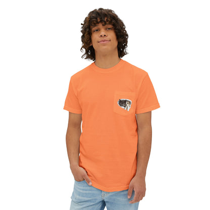 Cute 3D Cats in Pocket T-Shirt - Unisex Garment-Dyed Pocket Tee