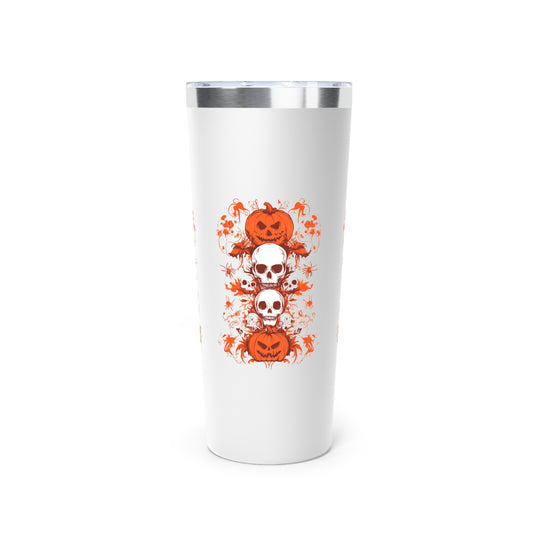 Copper Vacuum Insulated Tumbler, 22oz - Pumpkins, Skulls, and Spiders Insulated Tumbler - Spooky Tumbler