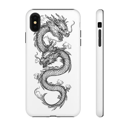 Dragons Phone Cases - Black Ink Tattoo Design of Dragons Tough Cases