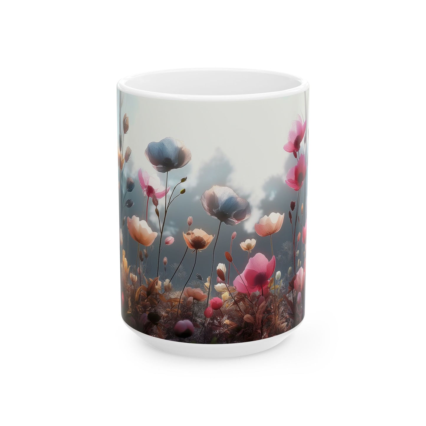 Ceramic Mug with Wildflowers design, (11oz, 15oz)