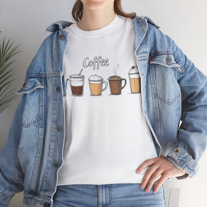 Coffee Cup Pattern Unisex Heavy Cotton Tee - Brewed Patterns Unisex Heavy Cotton Tee
