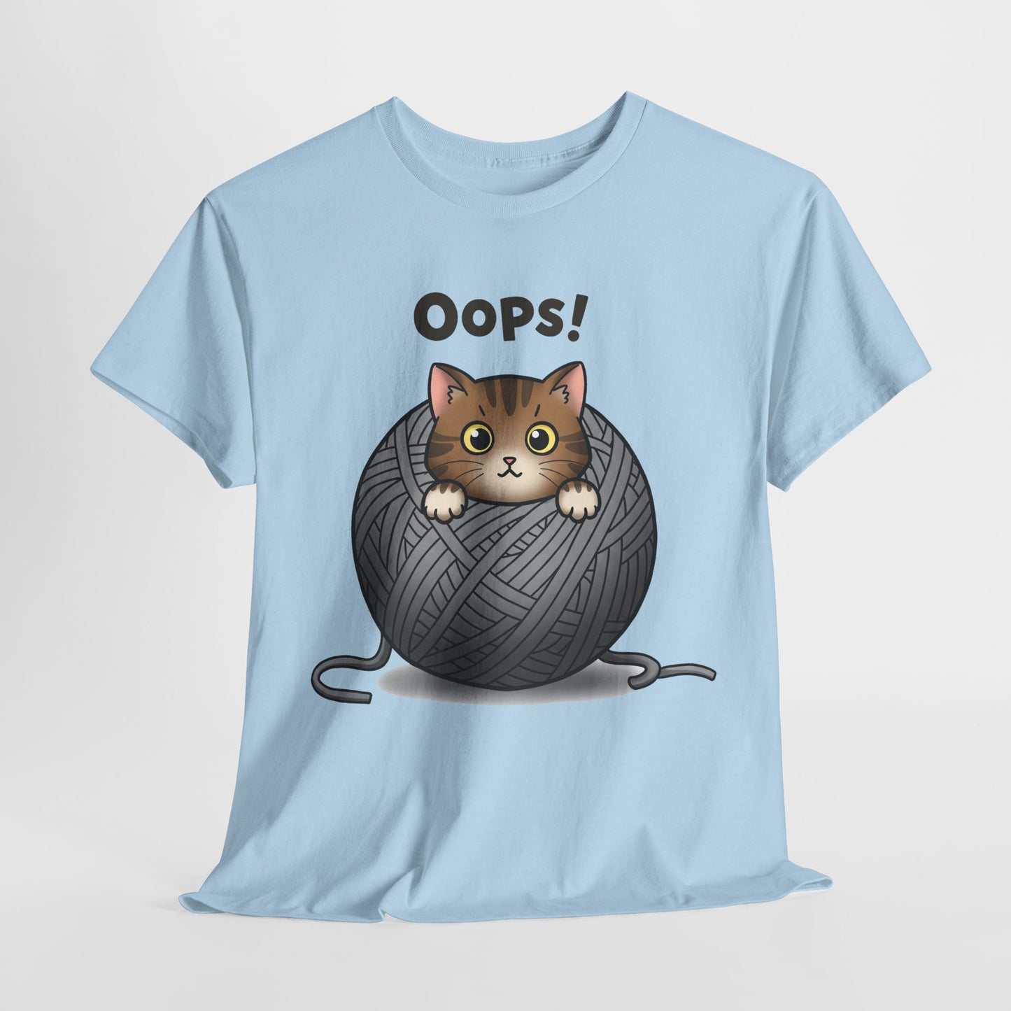 Cotton Tee with Cute Cat Design - 'Oops!' Humor for Cat Lovers