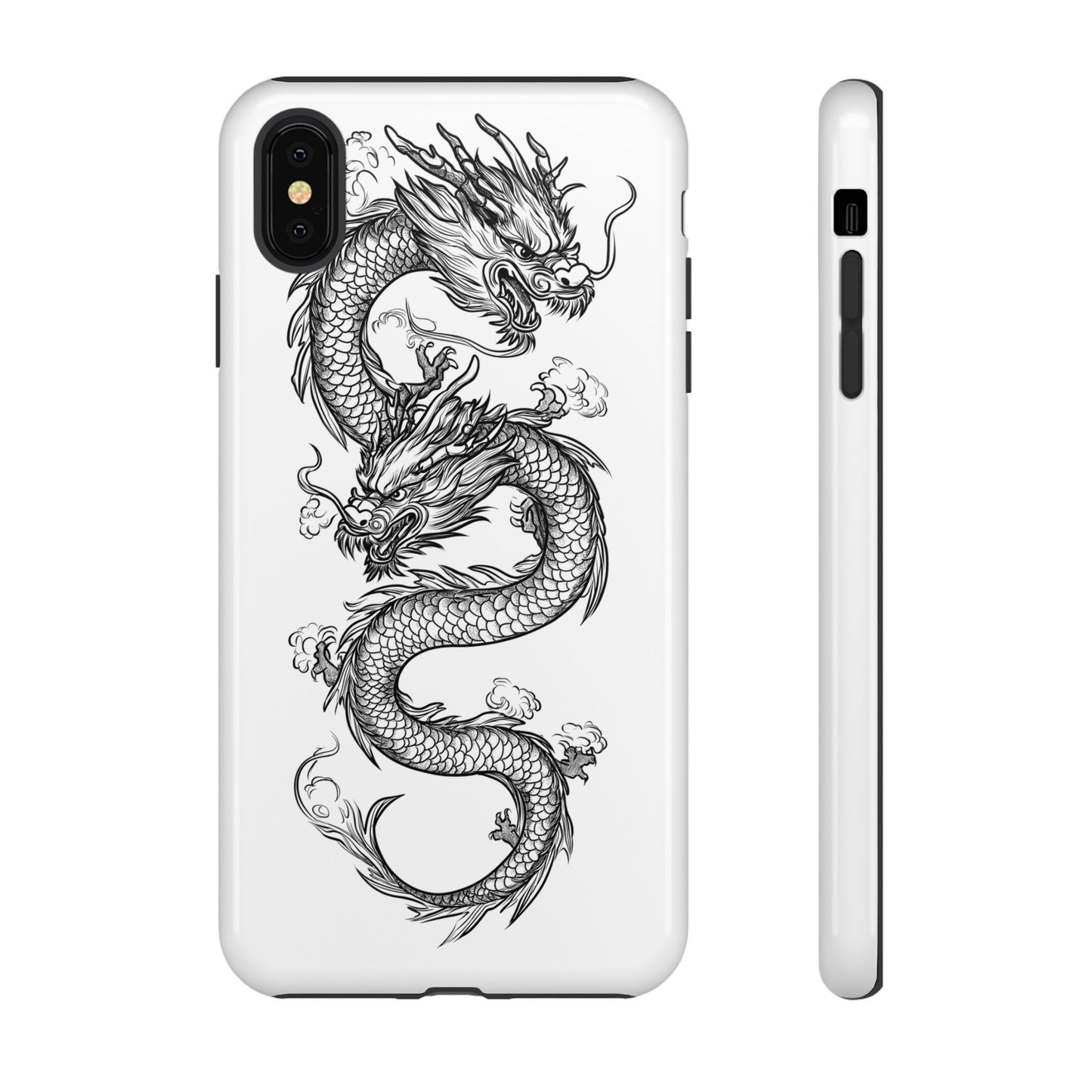 Dragons Phone Cases - Black Ink Tattoo Design of Dragons Tough Cases