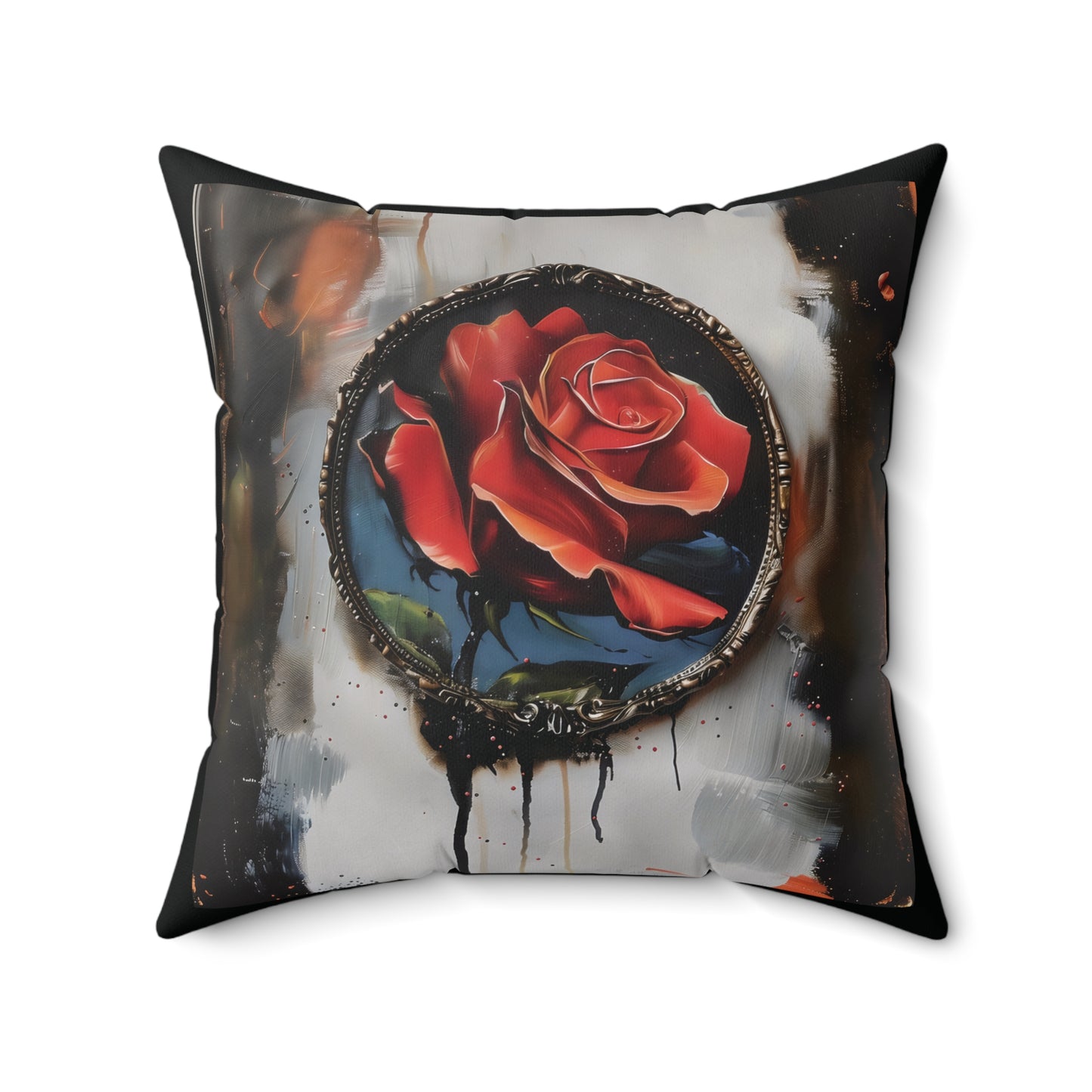 Rose Oil colored and Miniature Square Cushion Black