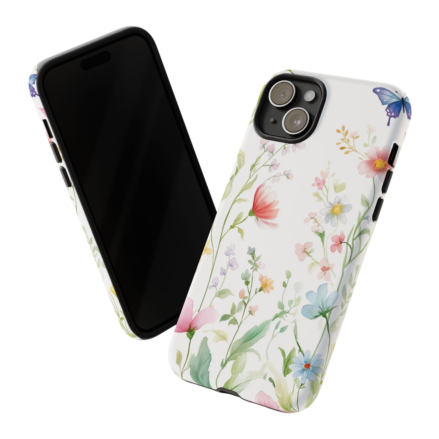 Watercolor Wildflower & Butterfly Phone Case - iPhone, Samsung, and Google case