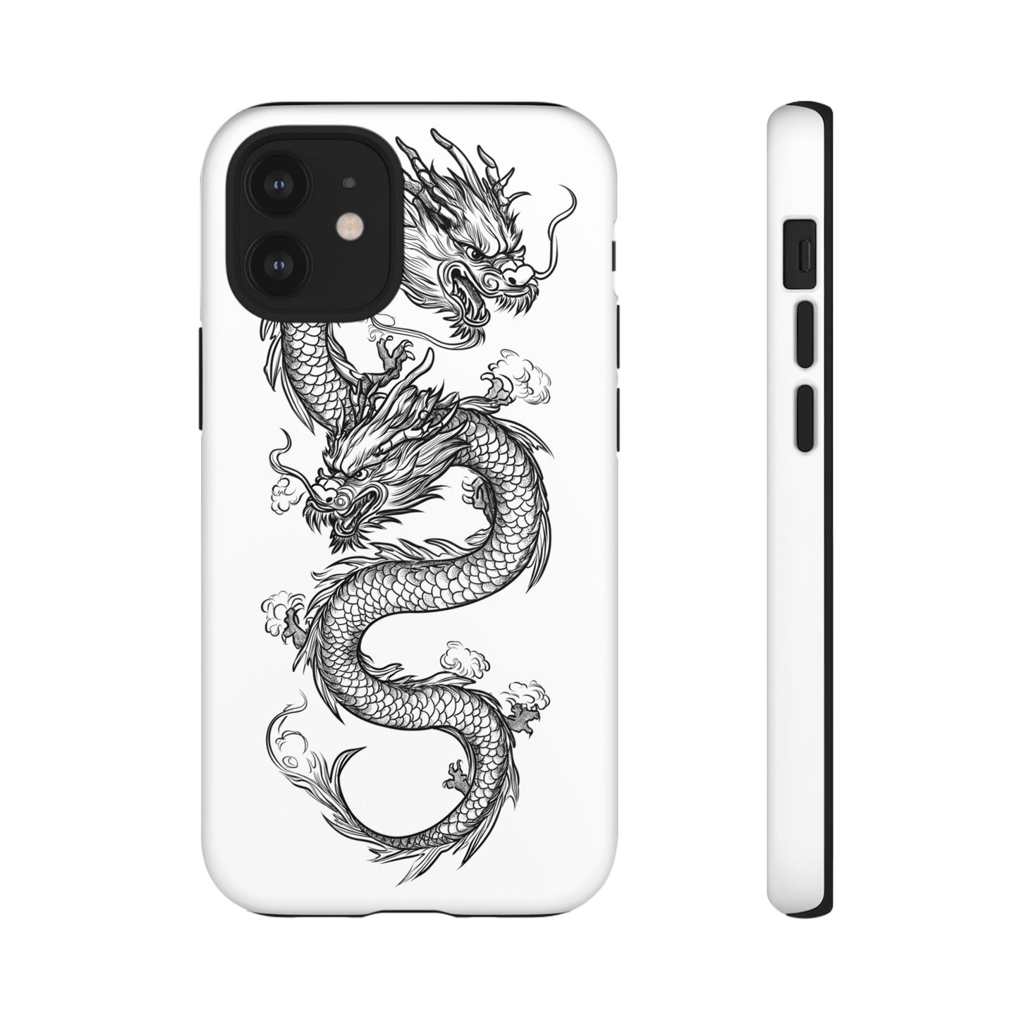 Dragons Phone Cases - Black Ink Tattoo Design of Dragons Tough Cases