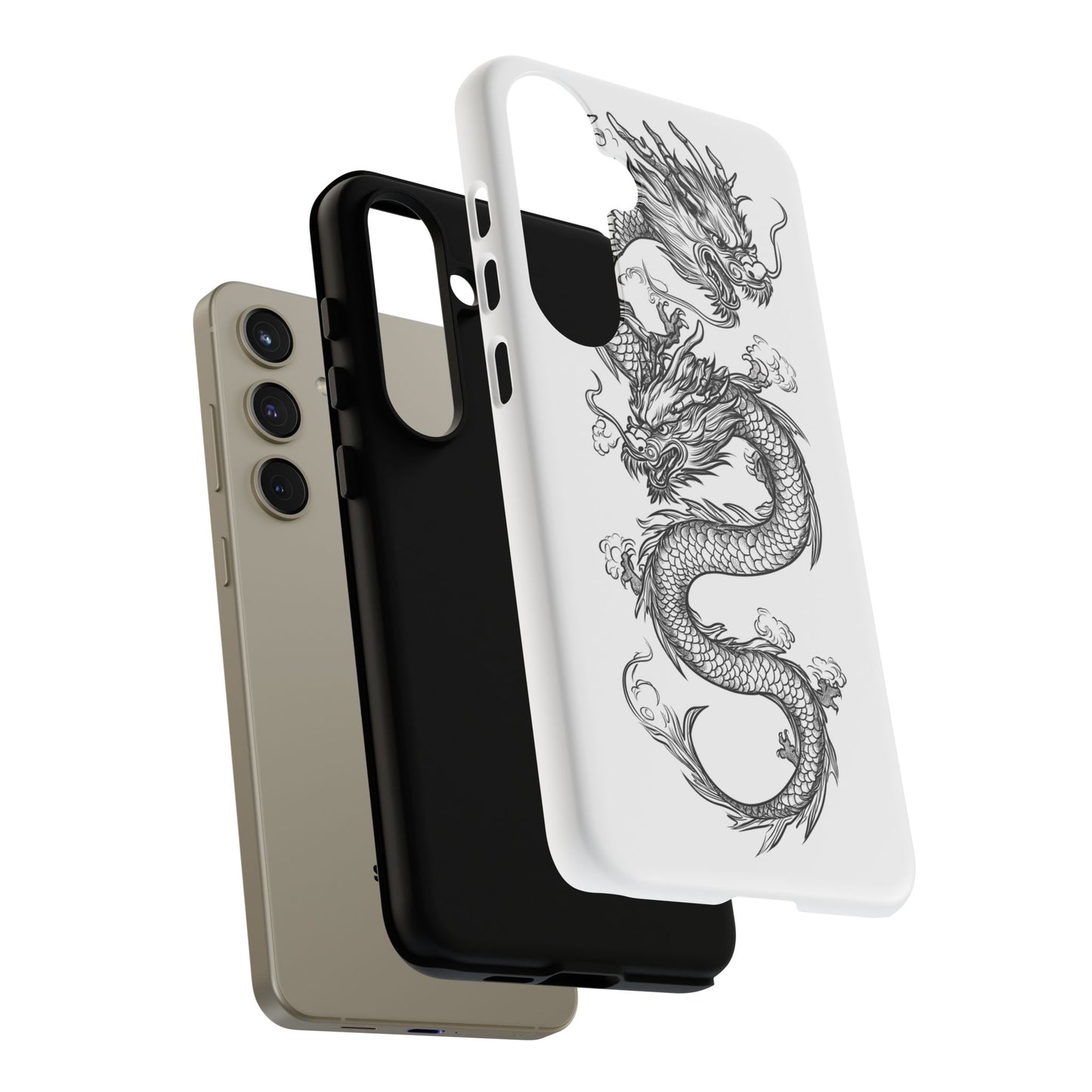 Dragons Phone Cases - Black Ink Tattoo Design of Dragons Tough Cases