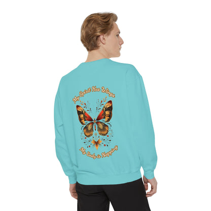 Butterfly Design Unisex Garment-Dyed Sweatshirt - Butterfly Sweatshirt
