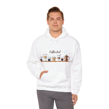 Unisex Heavy Blend™ Hooded Sweatshirt - Cozy Coffee Cups Design Hooded Sweatshirt