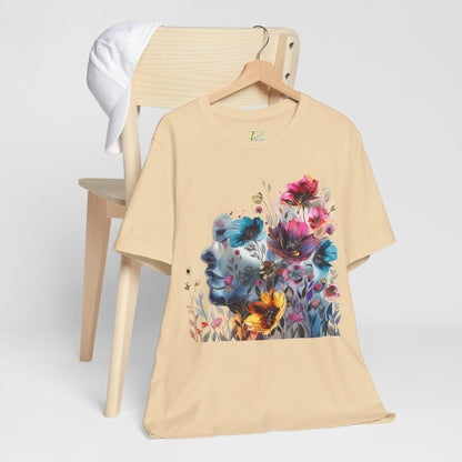 Floral Watercolor T-shirt for Women - Vibrant Artistic Tee - Lightweight Fabric Tee