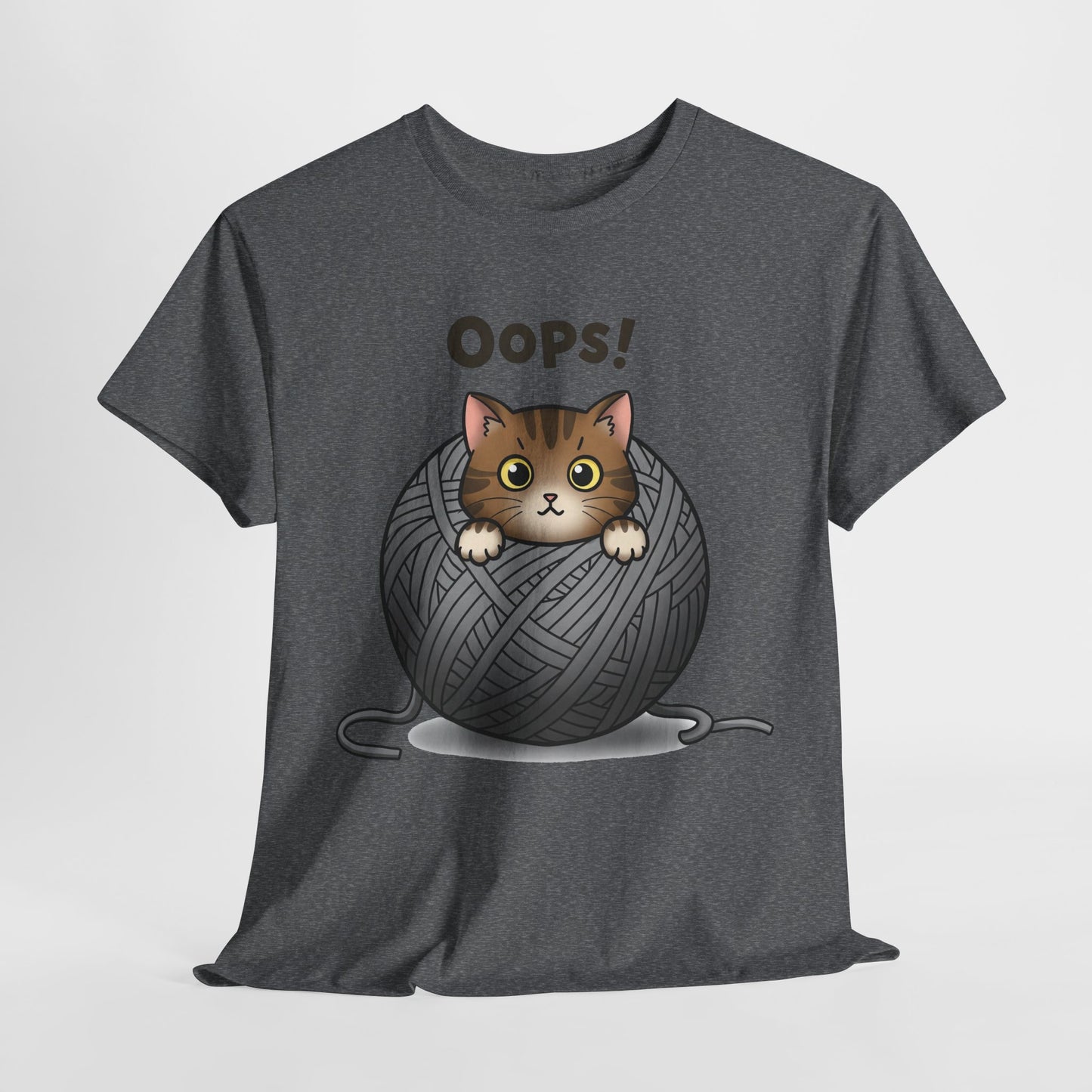 Cotton Tee with Cute Cat Design - 'Oops!' Humor for Cat Lovers