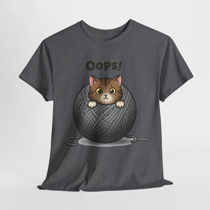 Cotton Tee with Cute Cat Design - 'Oops!' Humor for Cat Lovers