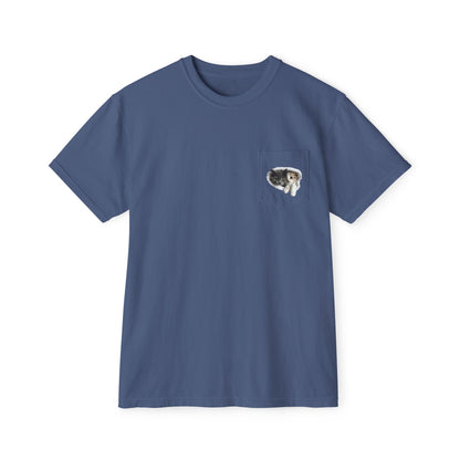 Cute 3D Cats in Pocket T-Shirt - Unisex Garment-Dyed Pocket Tee