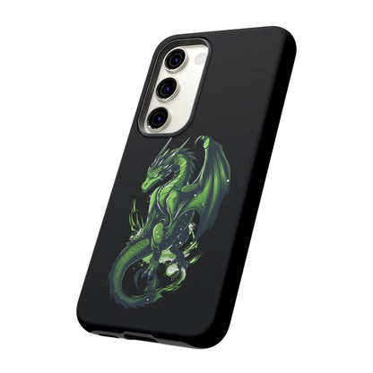 Tough Cases with Green Glowing Dragon design for iPhone, Samsung, and Google