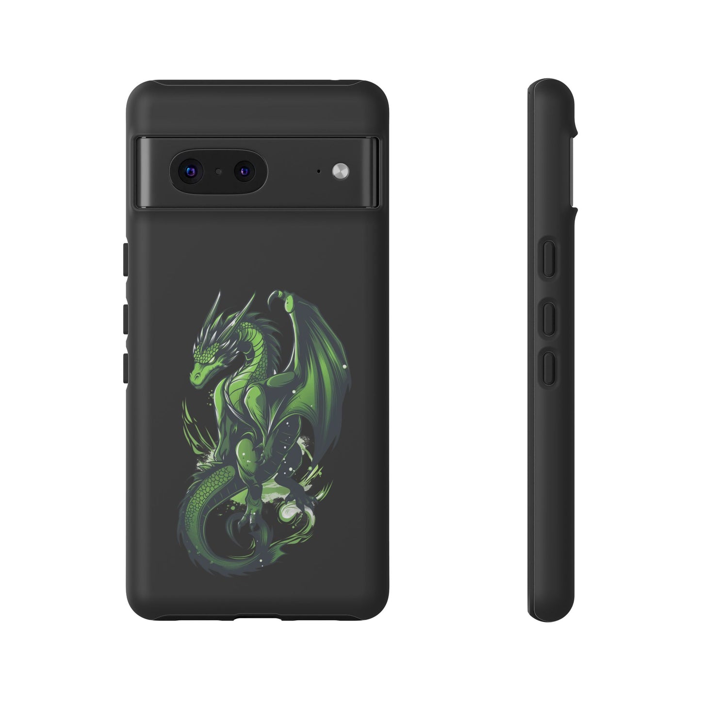 Tough Cases with Green Glowing Dragon design for iPhone, Samsung, and Google