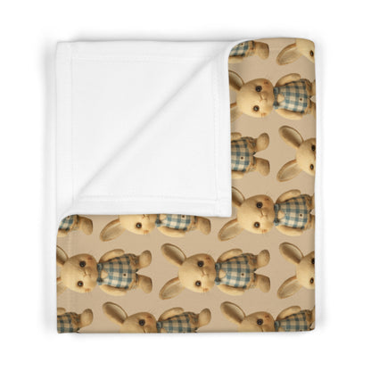 Soft Beige Fleece Baby Blanket -  Rabbit Blanket