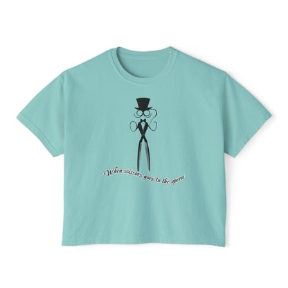 Stylish Women's Boxy Tee with Elegantly Dressed Graphic - Scissors design T-shirt