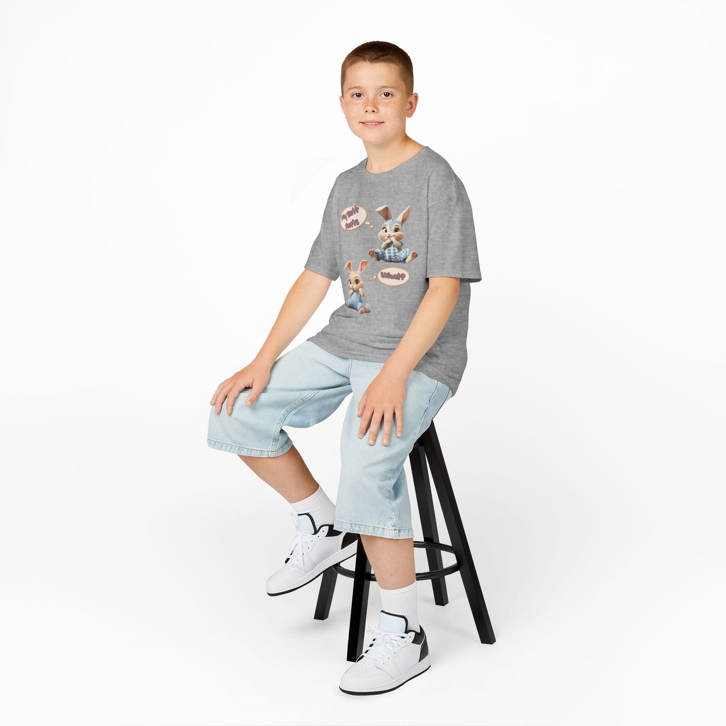 Cute Bunny Youth Heavy Cotton Tee - "My Butt Hurts" Graphic T-Shirt