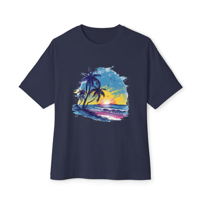 Sunset Beach Vibes Unisex Oversized Boxy Tee