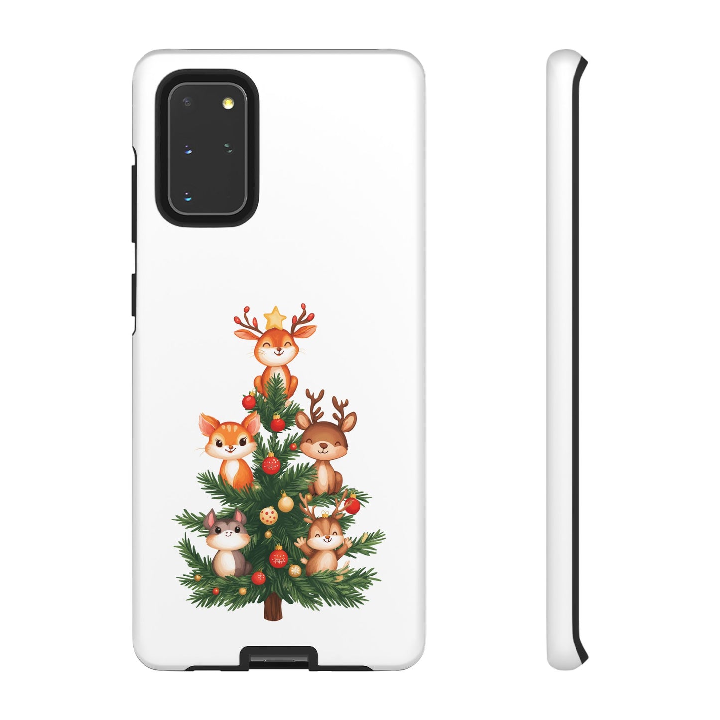 Festive Phone Case - iPhone, Samsung, and Google case - Cute Forest Animals on a Christmas Tree Case