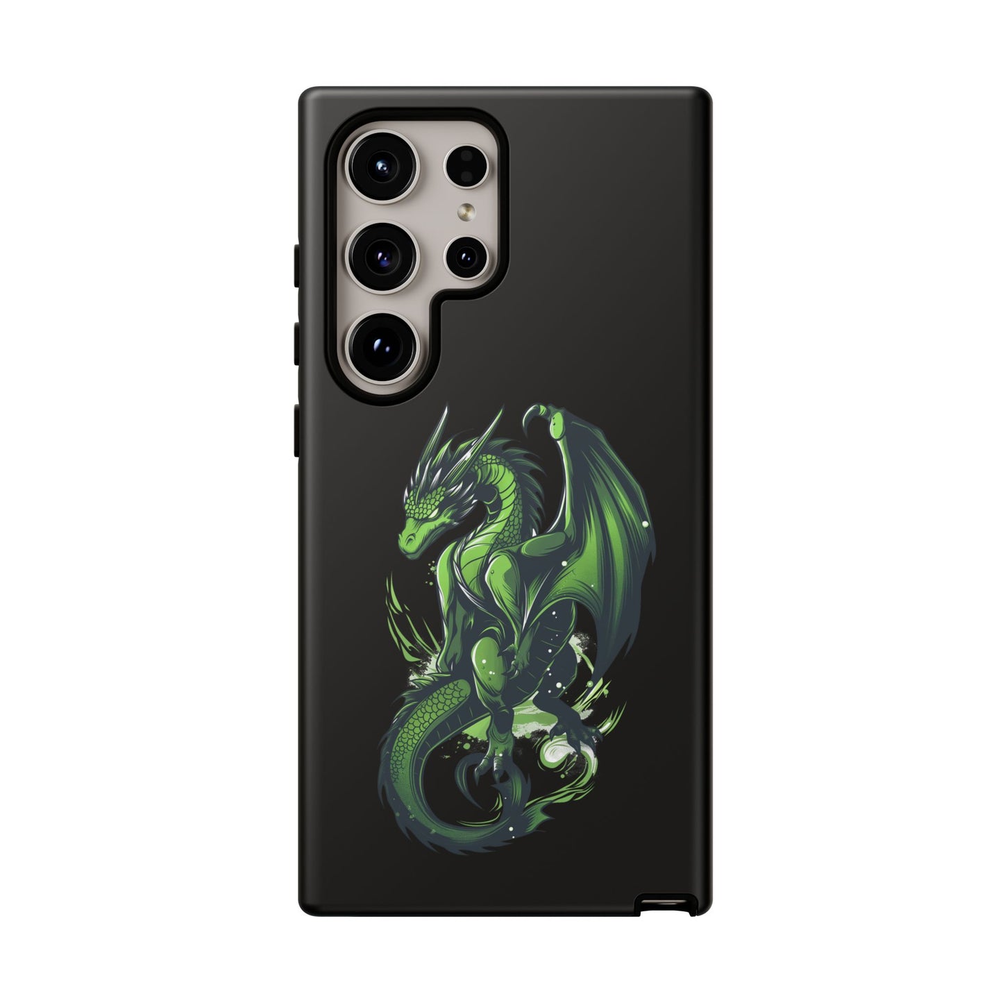 Tough Cases with Green Glowing Dragon design for iPhone, Samsung, and Google