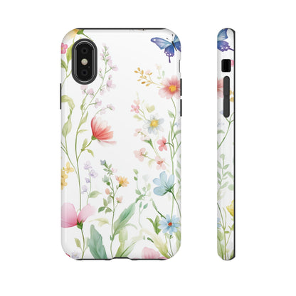 Watercolor Wildflower & Butterfly Phone Case - iPhone, Samsung, and Google case