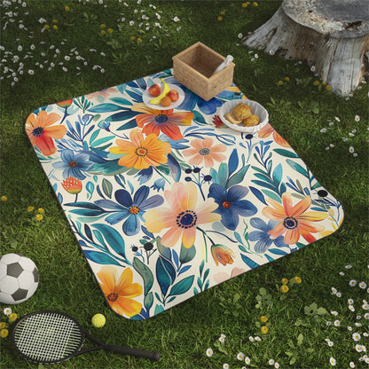 Vibrant Floral Picnic Blanket - Perfect for Outdoor Gatherings & Relaxation