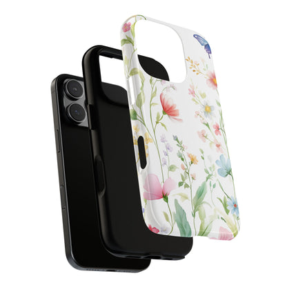 Watercolor Wildflower & Butterfly Phone Case - iPhone, Samsung, and Google case