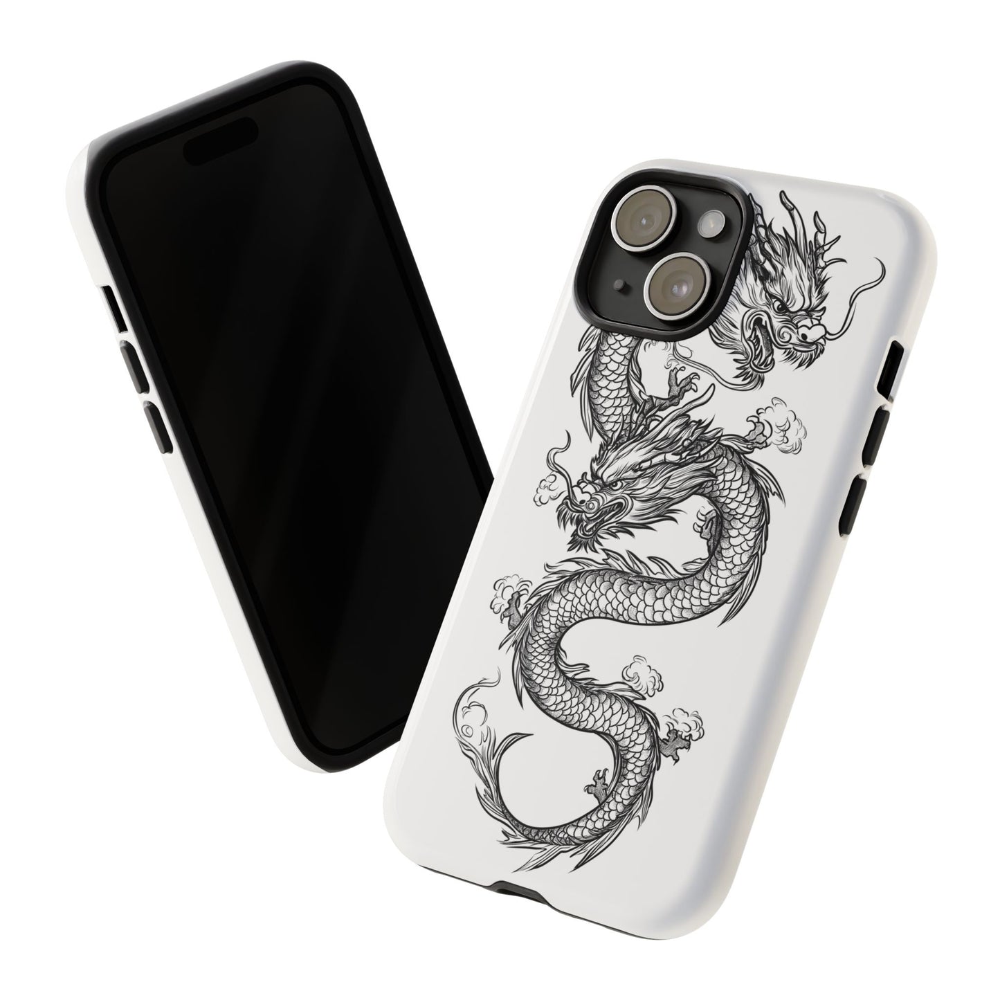 Dragons Phone Cases - Black Ink Tattoo Design of Dragons Tough Cases