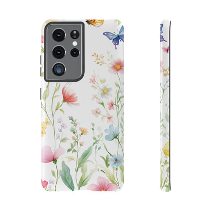 Watercolor Wildflower & Butterfly Phone Case - iPhone, Samsung, and Google case